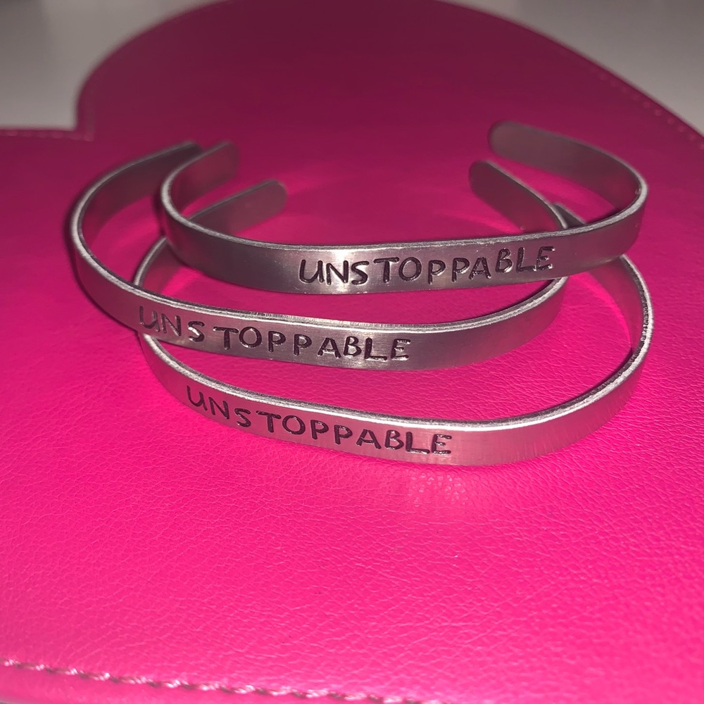 Silver Hand Stamped Bracelet - UNSTOPPABLE